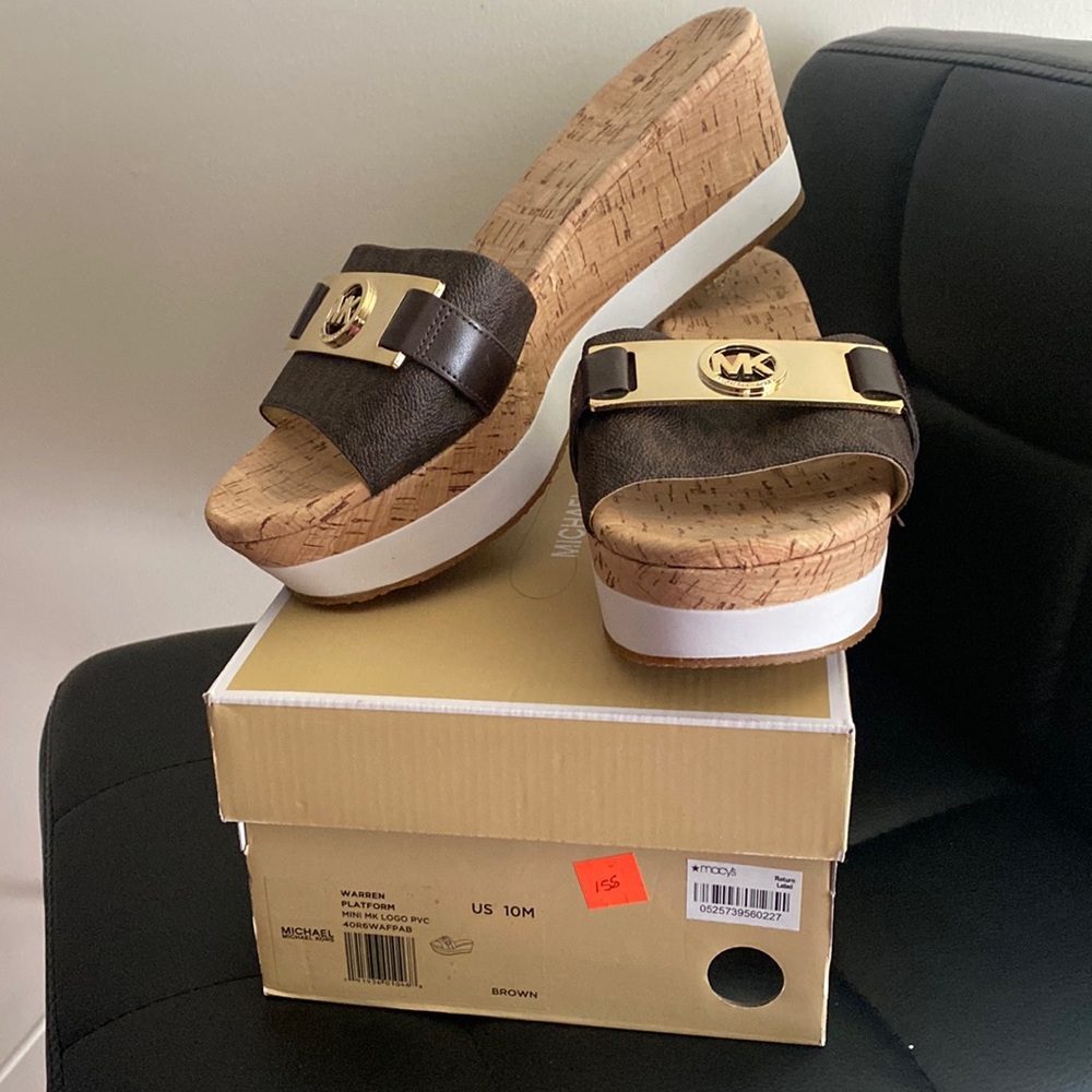 Michael Kors Brown Wedge Sandals